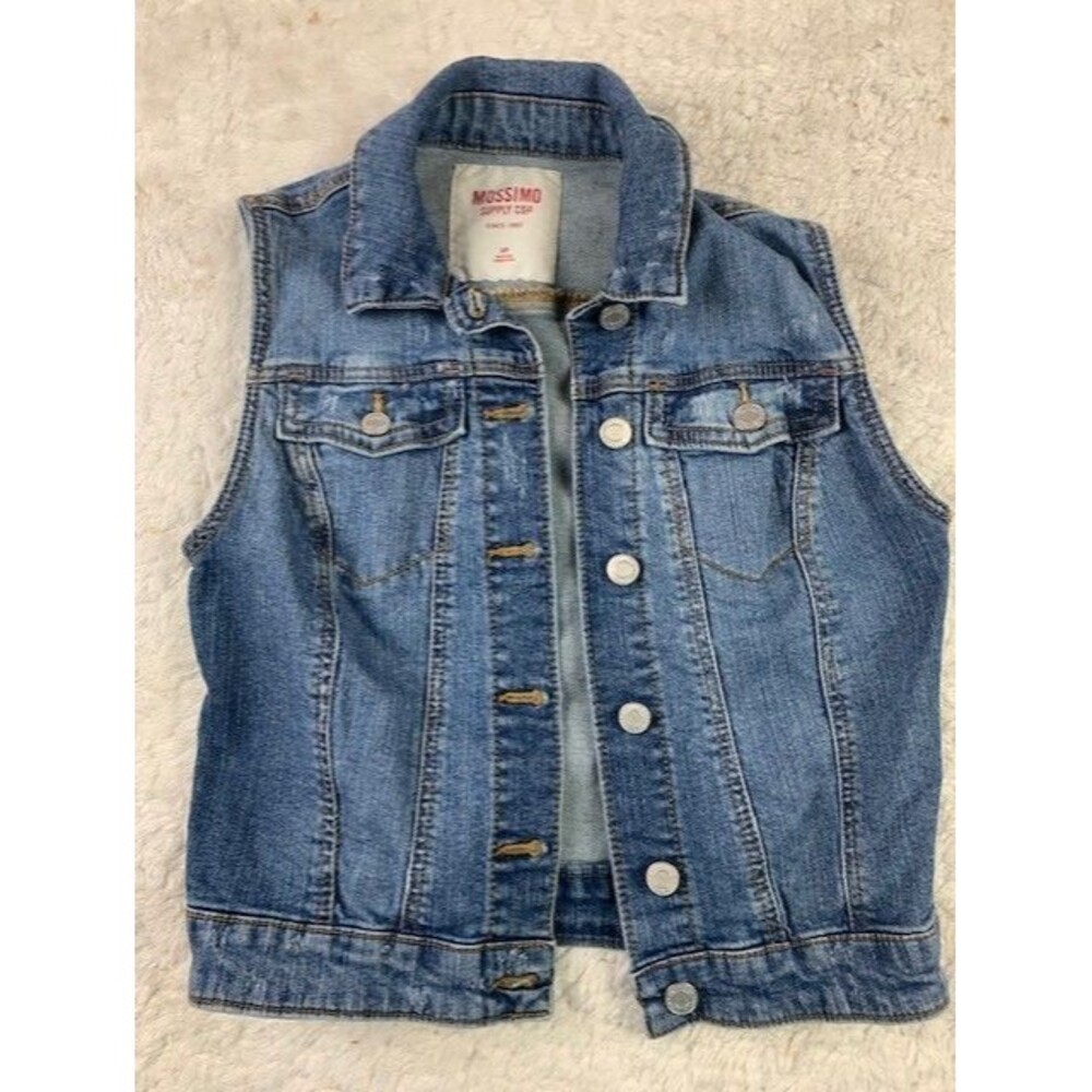Mossimo Size S Womens Denim Jean Vest Button Front Med Wash